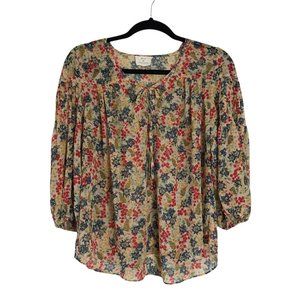 PINS & NEEDLES Sheer puff sleeve Boho top  Size X-Small